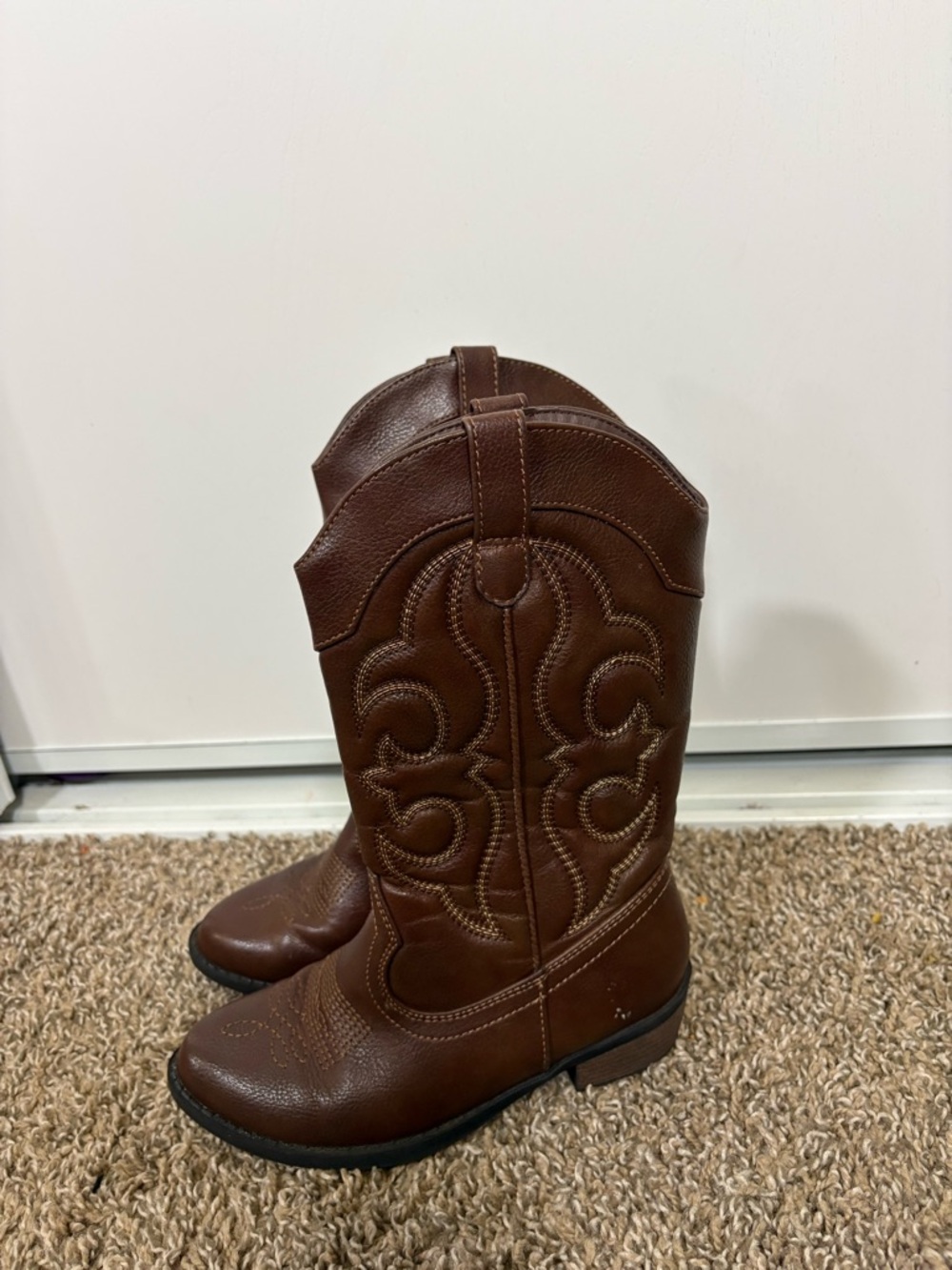 Cat & Jack Kids Girls Montana Side Cowgirl Western Boots Brown - Size 13 - EUC - Picture 2 of 8